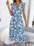 Spring Summer Casual Wooden Ear Floral Waist Slimming Maxi Dress Holiday Dress Women Clothing by Ragazza