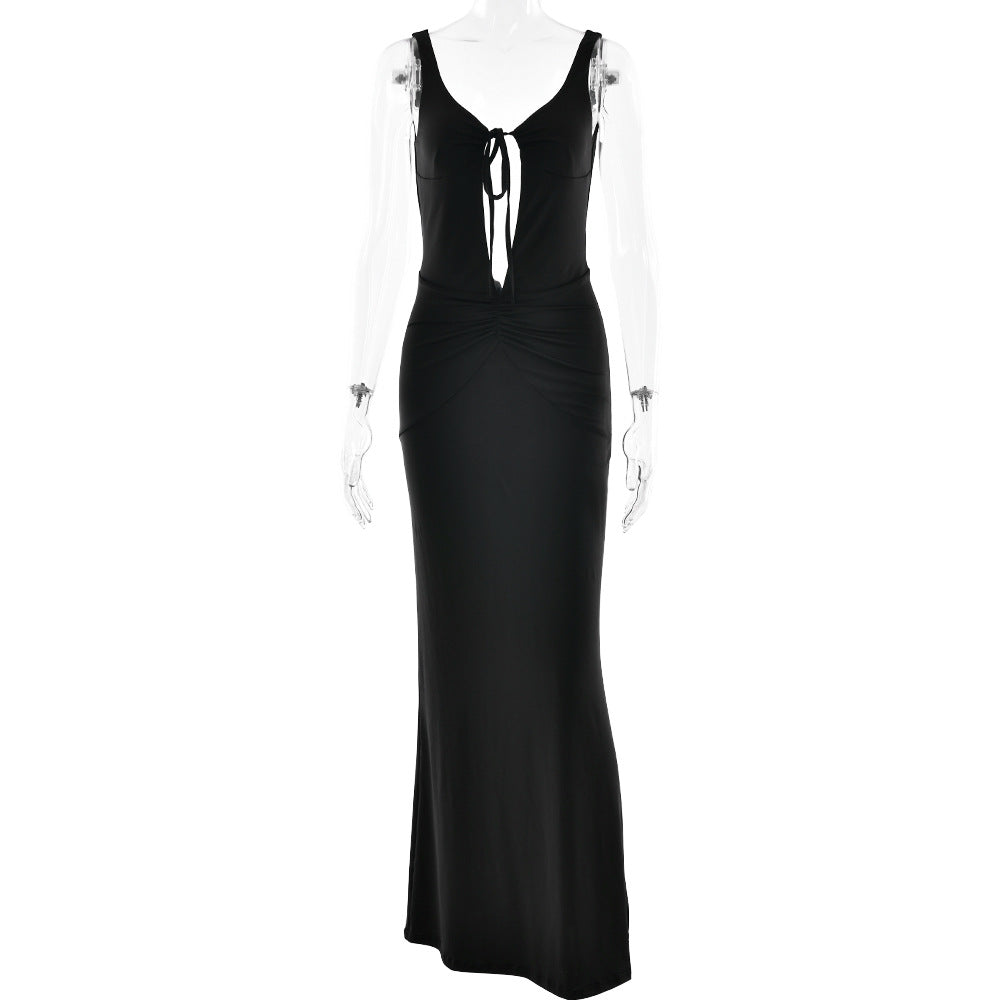 Summer Arrival Strap Dress Women Sexy Backless Hollow Out Cutout Pleated Dress  DestGlow