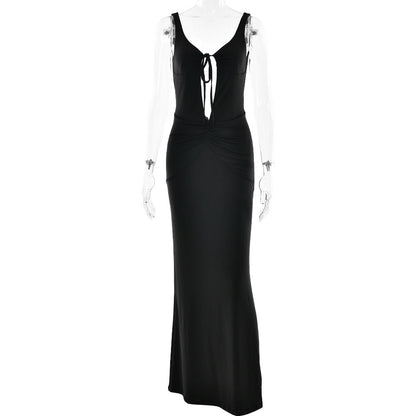 Summer Arrival Strap Dress Women Sexy Backless Hollow Out Cutout Pleated Dress  DestGlow