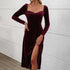 Women Clothing Autumn Winter Party Velvet Dress Autumn Winter Dress Split Dress by Ragazza