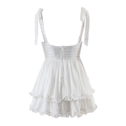 Spring Women Clothing Sexy Three Layer Colorful Silk Chiffon Sling Dress Large Swing Dress by Ragazza
