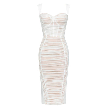Dress Summer Bandage Dress Simple Camisole Stitched Backless Mesh Slim Fit Women Dress by Ragazza
