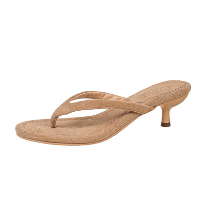 Suede Stiletto Heel Flip Flops Women Summer Suede High Heel Sandals  DestGlow