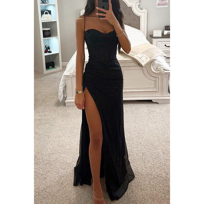 Party Suspenders Dress Loose Casual Slit Women Clothing Dress by Ragazza