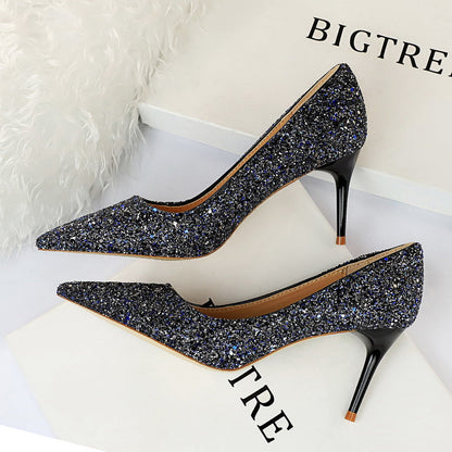 Sexy Nightclubs Thinner High Heels Women Shoes Stiletto Heel Sparkle Sequ Pumps  DestGlow