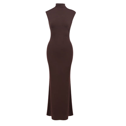 High Grade Halter Backless Sleeveless Draping Effect Maxi Dress Slim Fit Mopping Cocktail Dress  DestGlow
