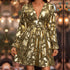 Fall Women Clothing V Neck Irregular Asymmetric Gilding Dress by Ragazza