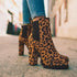 Round Head Leopard Print Chunky Heel Short Knight Boots Women High Heel Elastic Band Sleeve Suede Boots  DestGlow