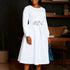 Women Clothing Autumn Winter Dress Solid Color round Neck Floral Swing Dress by Ragazza