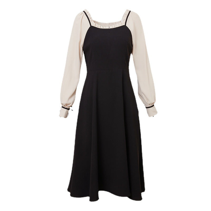 Women Element Spring Autumn Elegant Slimming Dress Elegant Office False Two-Piece Patchwork Dress for Women by Ragazza