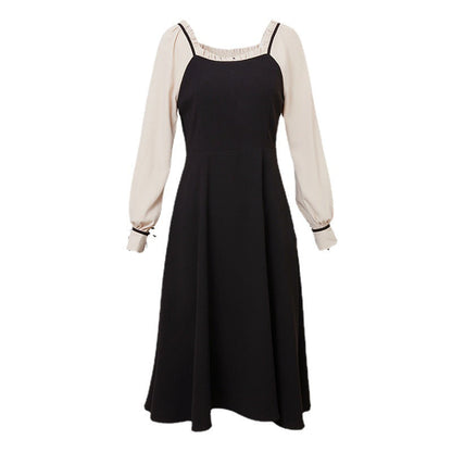Women Element Spring Autumn Elegant Slimming Dress Elegant Office False Two-Piece Patchwork Dress for Women by Ragazza