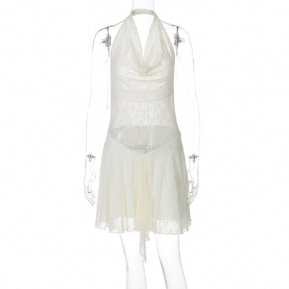 Women Clothing Summer Sexy Sexy Lace See through Halter Backless Dress by Ragazza
