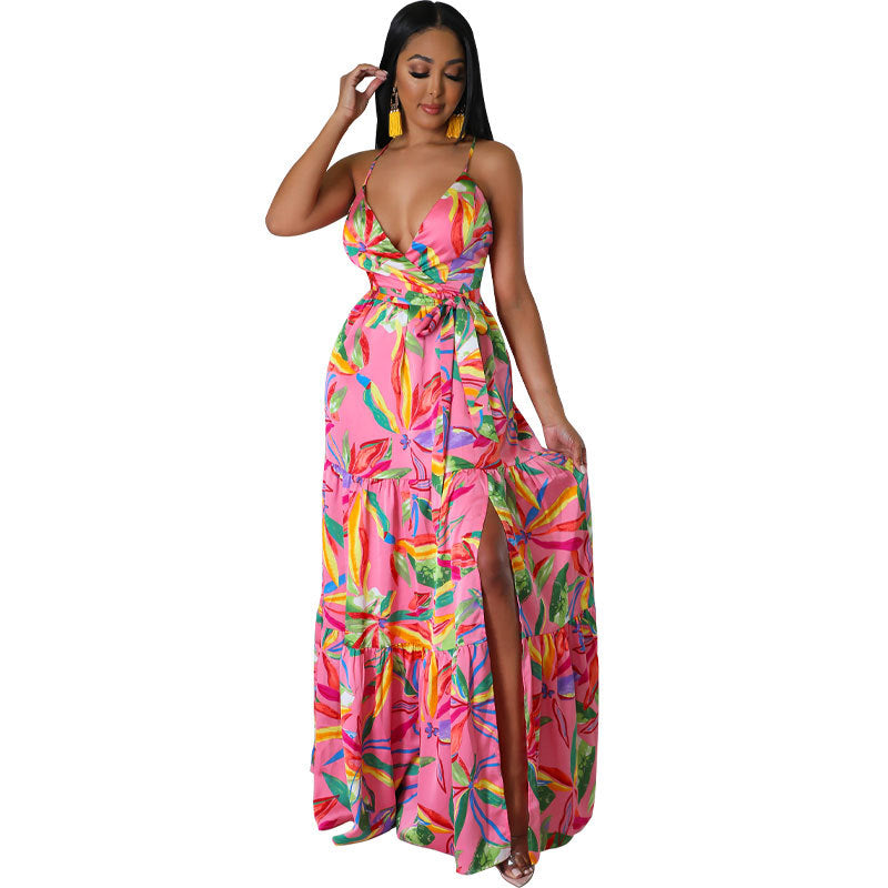 Women French Dress Long Printed by Ragazza