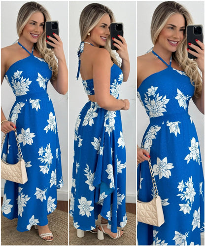 Spring Summer Southeast Asia Vacation Personalized Digital Printing Halter Tube Top Thin Strap Dress by Ragazza