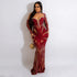 V Neck Halter Sequined Dress Women Slim Fit Host Party Women by Ragazza