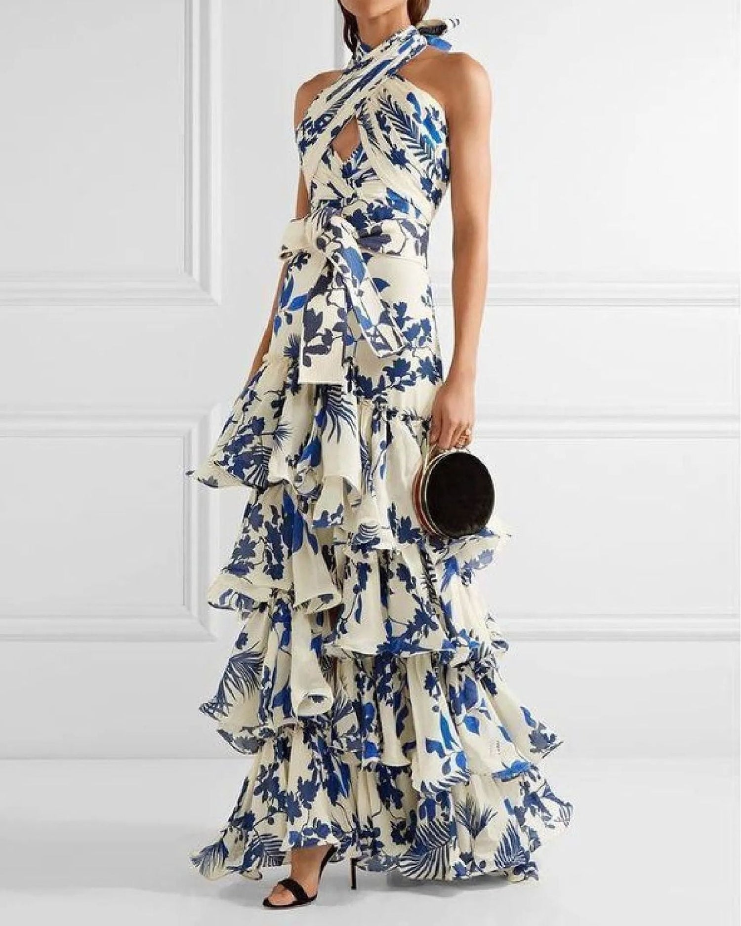 Summer Bohemian Holiday Lace up Lolita Large Swing Dress Printed Dress by Ragazza