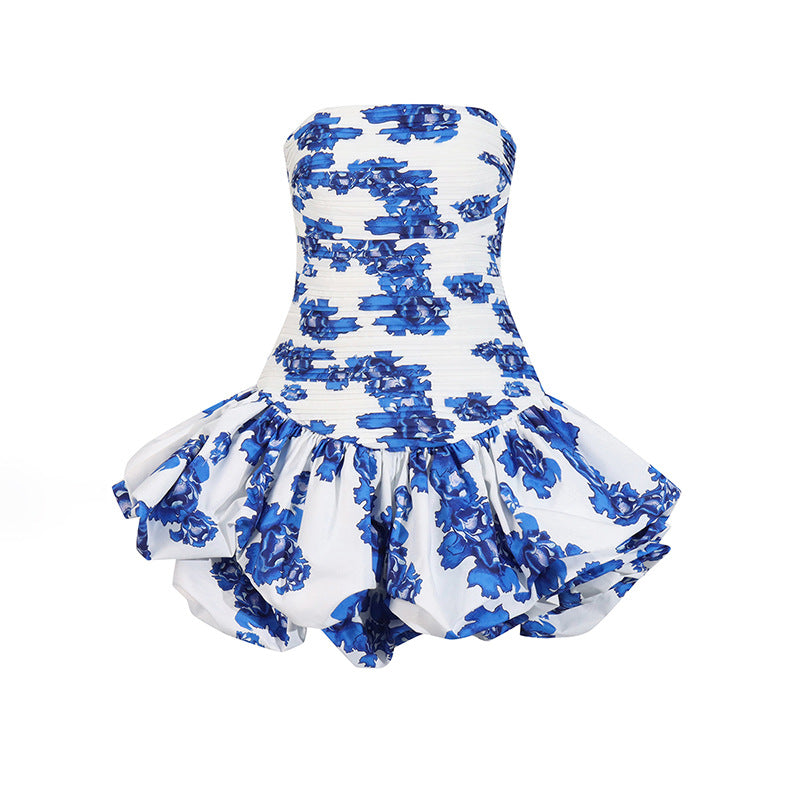 Personalized Socialite Dress Spring Tube Top High Waist Pleated Design Pettiskirt Dress Women by Ragazza