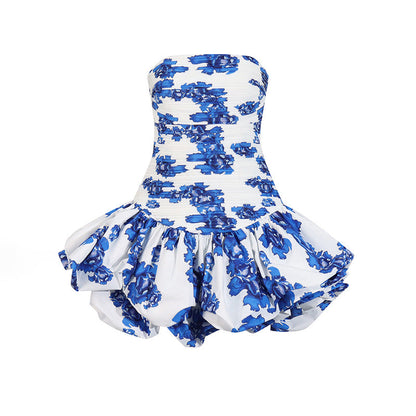 Personalized Socialite Dress Spring Tube Top High Waist Pleated Design Pettiskirt Dress Women by Ragazza
