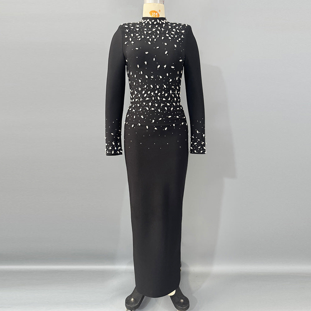 Elegant Long Sleeved Rhinestone Bandage Dress Ladies Cocktail Party Evening Dress by Ragazza
