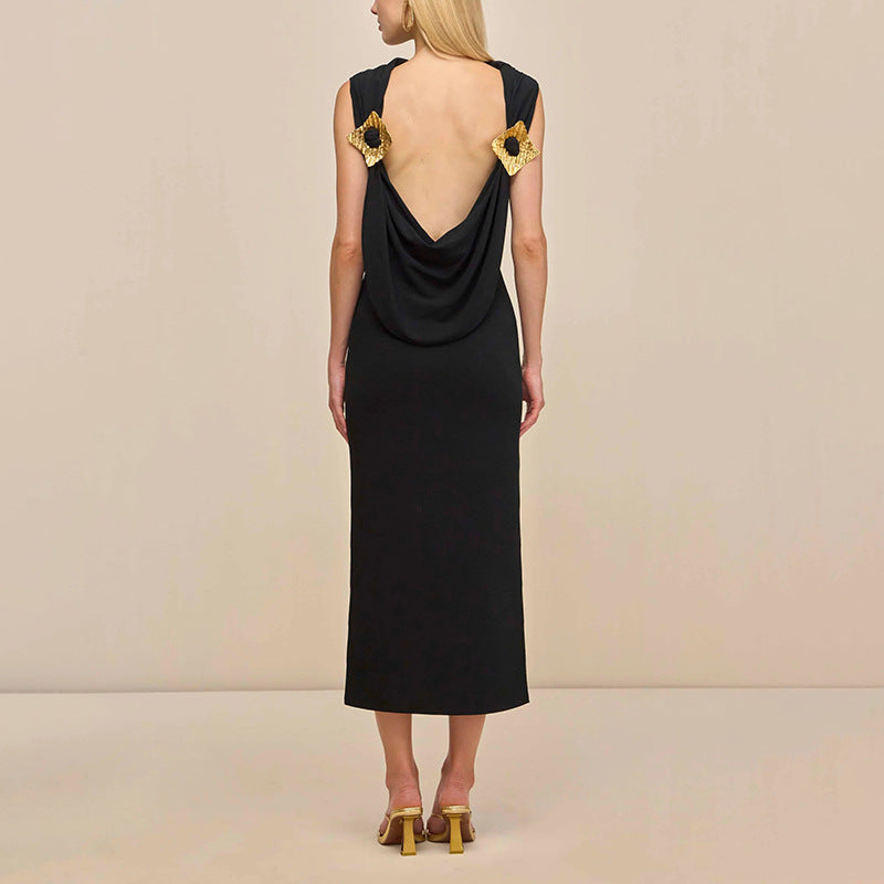 Sexy Lightly Mature Sexy Backless Dress Autumn French Waist Dress Women by Ragazza