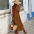 Summer Stripes Printed Vest Dress round Neck Sleeveless High Waist Slim Low Collar Maxi Dress by Ragazza