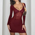 Hollow Out Cutout Dress Sexy V neck Sexy Long Sleeve Hip Dress by Ragazza