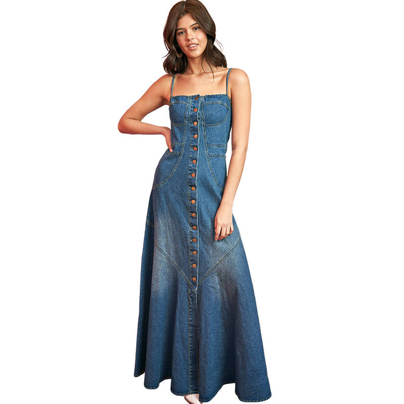 Women Sling Breasted Sexy Denim Dress  DestGlow