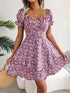 Spring Summer Elegant Floral Lace-up Waist-Controlled Large Hem Dress Women Clothing by Ragazza