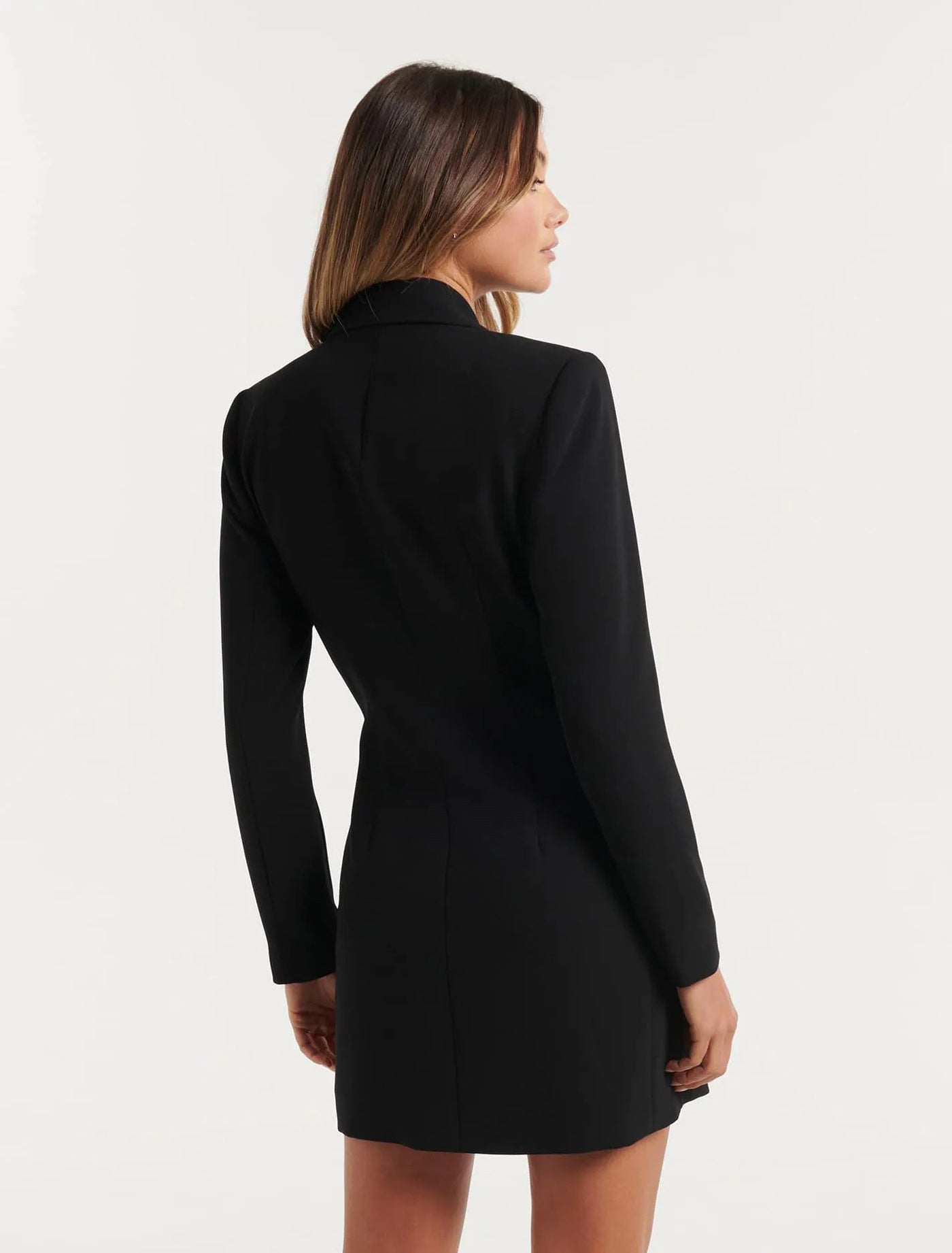 Slim Solid Color Casual Double Breasted Mid-Length Blazer Coat Dress by Ragazza