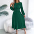 Women Clothing Spring Summer Elegant Wooden Ear Long Sleeved Waist Pleated Dress by Ragazza
