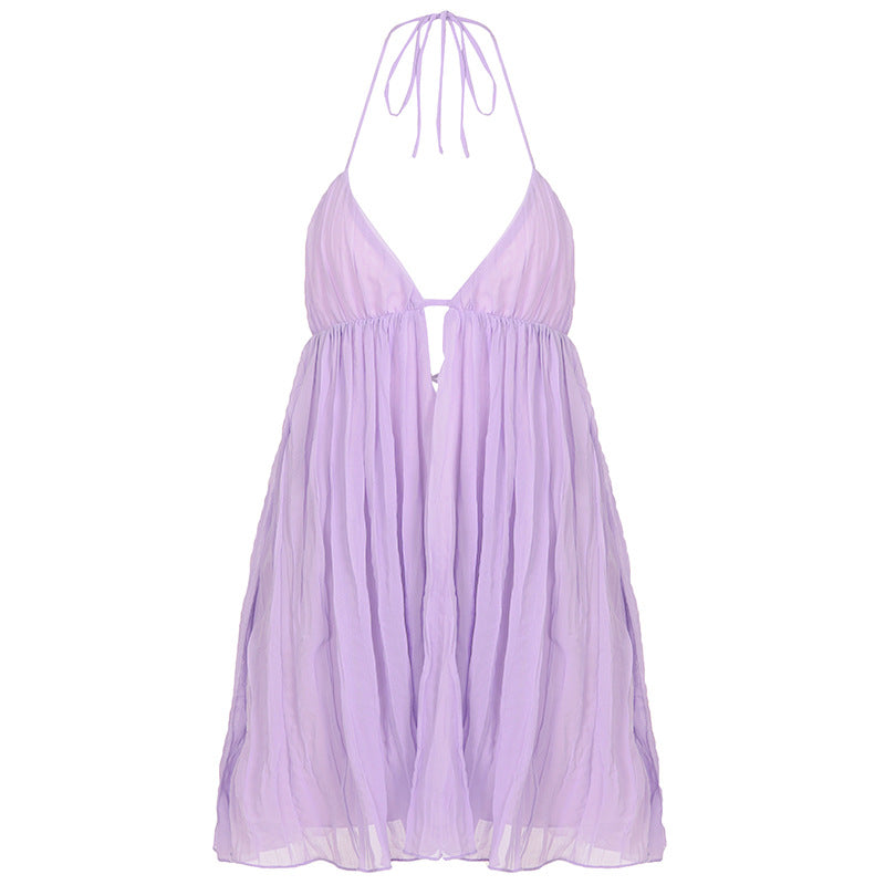 V neck Sexy Strap a Swing Tulle Tutu Dress Women Vacation Sexy Backless Sling by Ragazza