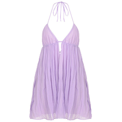 V neck Sexy Strap a Swing Tulle Tutu Dress Women Vacation Sexy Backless Sling by Ragazza