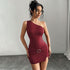 Women Clothing Niche Socialite Dress Spring Summer Diagonal Collar Sheath Slimming  DestGlow