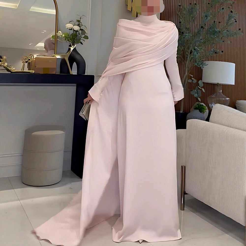 Autumn Women Clothing Sexy Pleated Mini Trailing Evening Gown  DestGlow