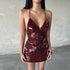 Women Clothing Sexy Bare Back Nightclub Sexy Sequined Lace up Sheath Short Dress by Ragazza