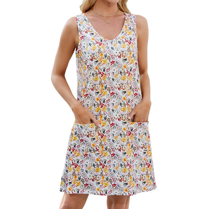 Spring Summer Printed Sling Loose Casual Sleeveless Dress by Ragazza