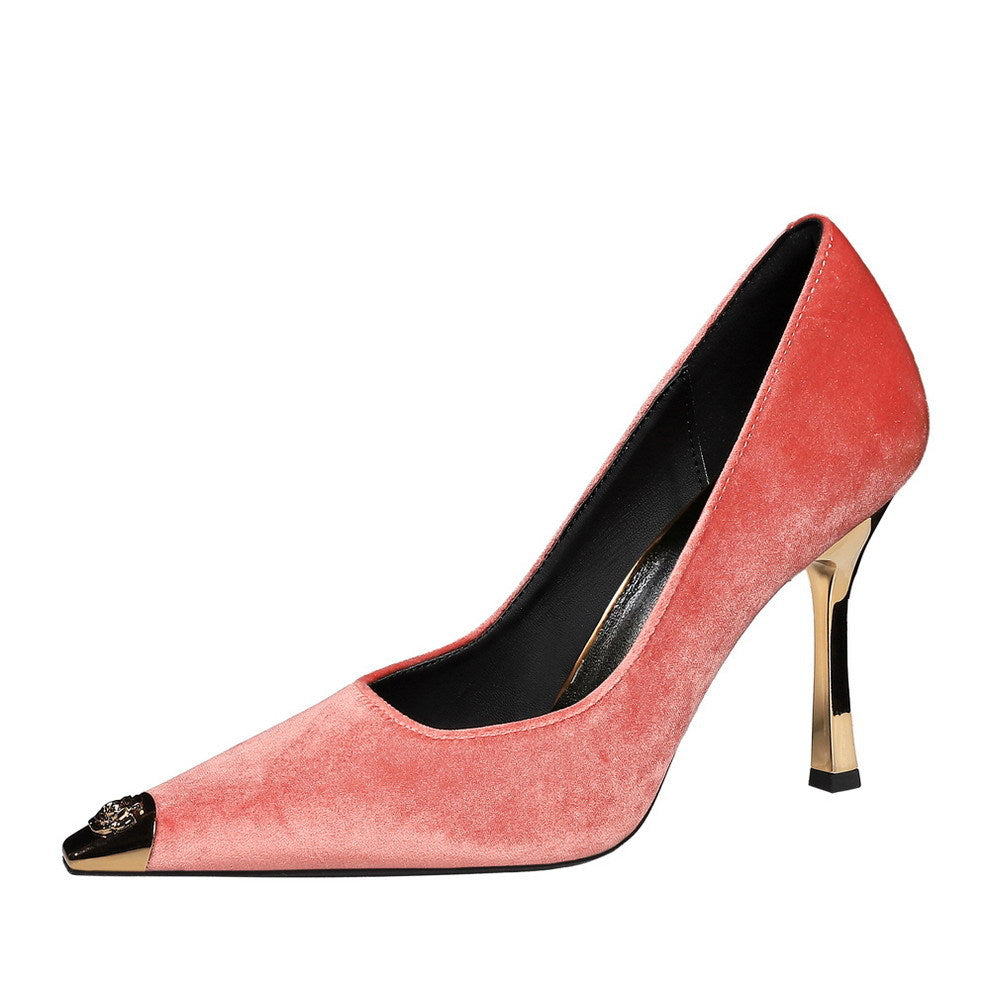 Cocktail Metal Tilta Flip Plush Pointed Low Cut Slip on Stiletto Heel Not Tired Feet Pumps  DestGlow