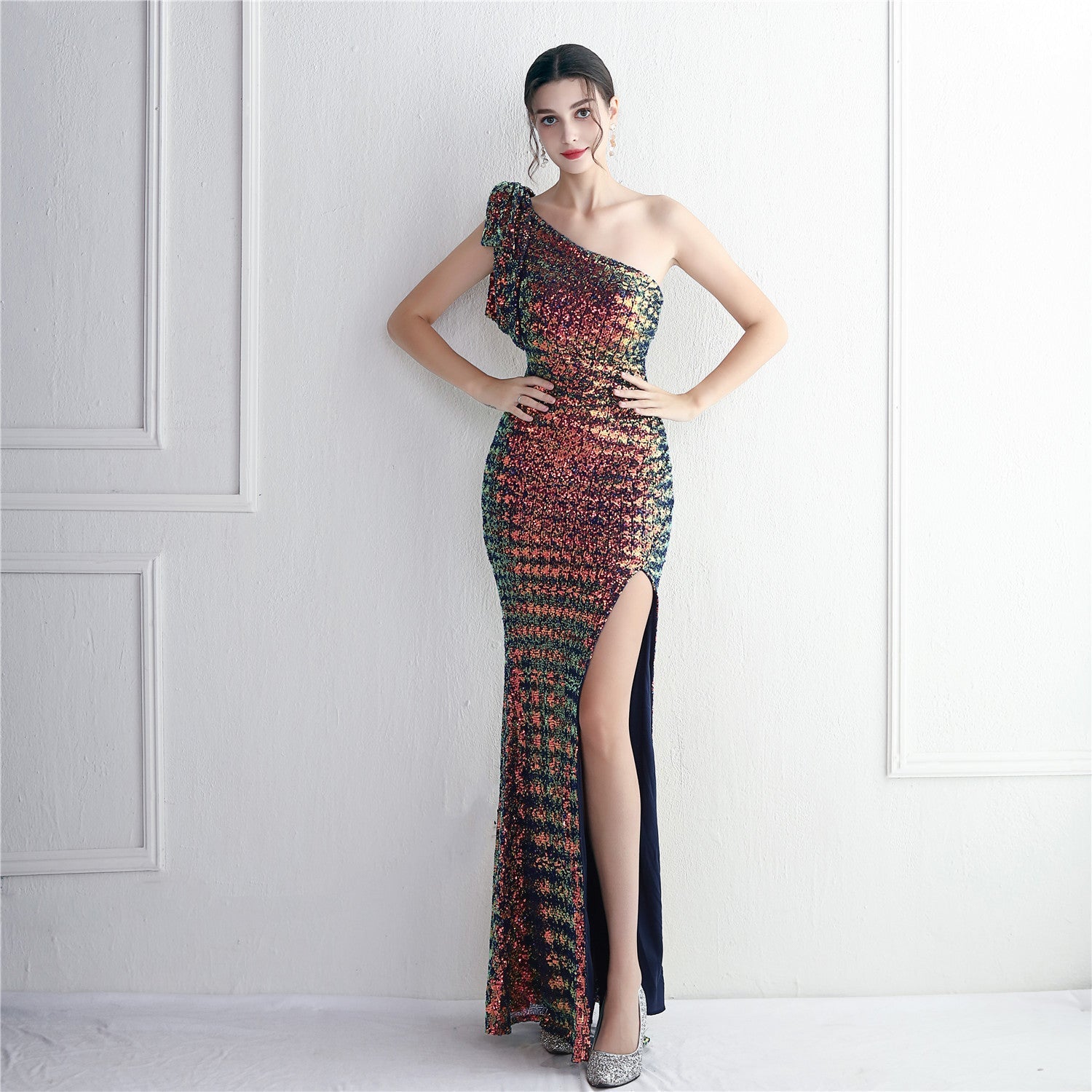Craft Sequined Toast Clothing Long One Shoulder Appreciation Dinner Slim Fit Fishtail Wedding Socialite by Ragazza