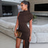 Women Clothing Spring Summer Slim round Neck Pleated Hip Irregular Asymmetric Sleeveless Dress by Ragazza