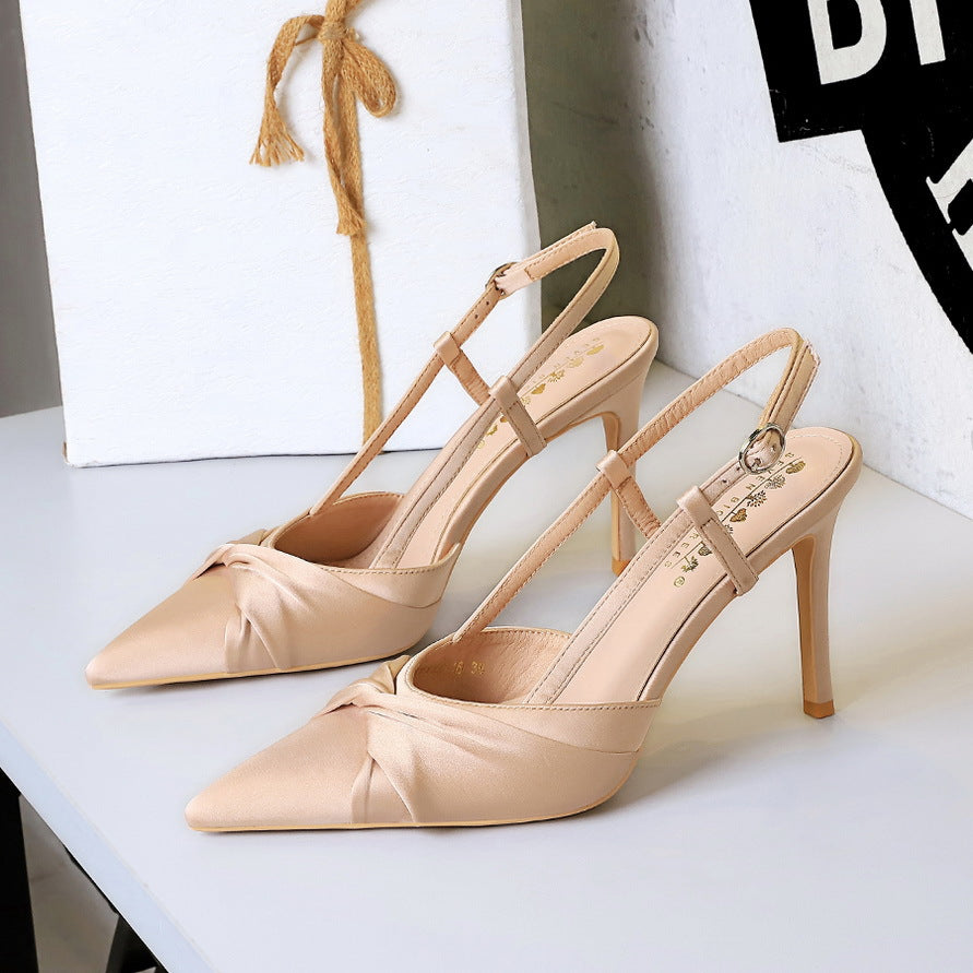High Grade Cocktail High Heels Stiletto Heel Low Cut Bowknot Hollow Out Cutout Back Strap Super High Heel Shoes  DestGlow