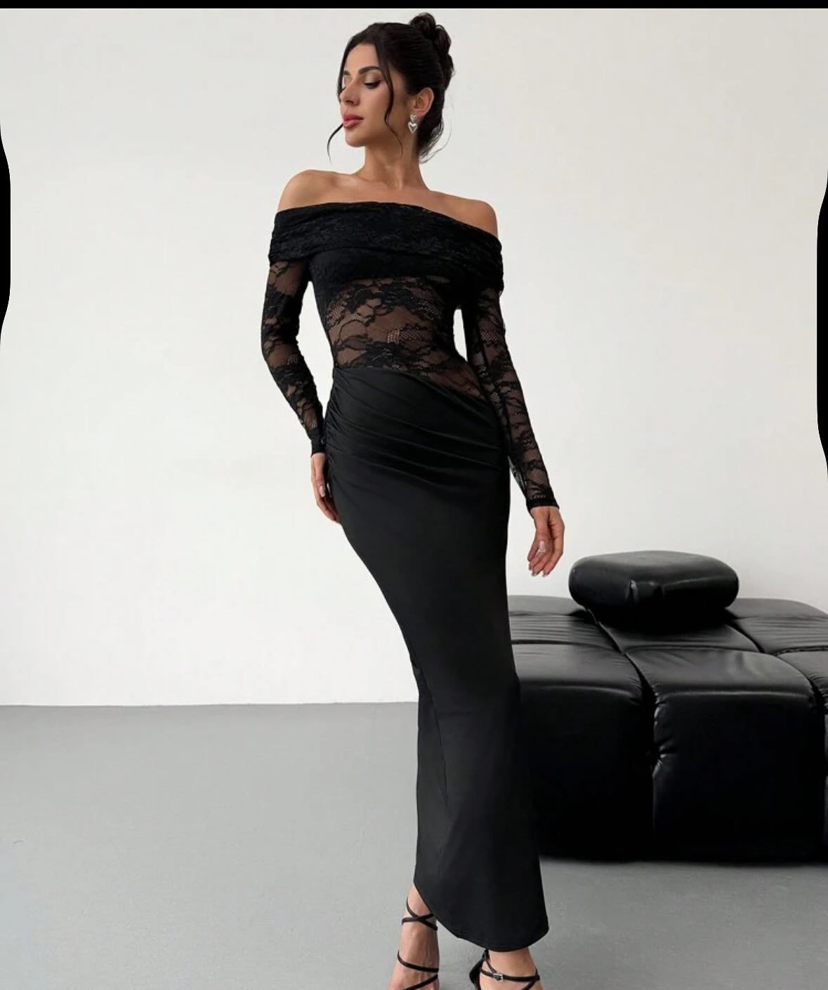 Hollow Out Cutout out Summer off-Shoulder Lace Maxi Dress Long Sleeve High Grade Sexy Sheath Dress Women Clothing by Ragazza
