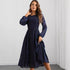 Sexy Long Sleeve Chiffon Stitching Lace Dress Women Clothing Evening Dress by Ragazza