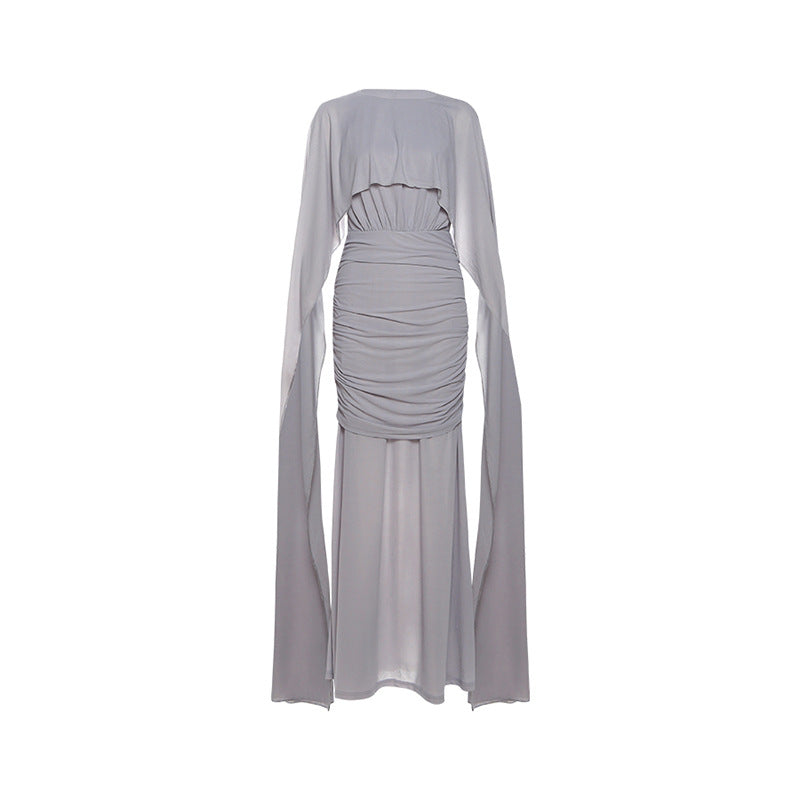 Autumn Winter Women Clothing Waist Controlled Sheath Pleated Ribbon Solid Color Dress by Ragazza