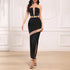 Sexy Slim Fit Party Evening Dress Tube Top Black Dress Summer Side Slit See through Type V neck Dress by Ragazza
