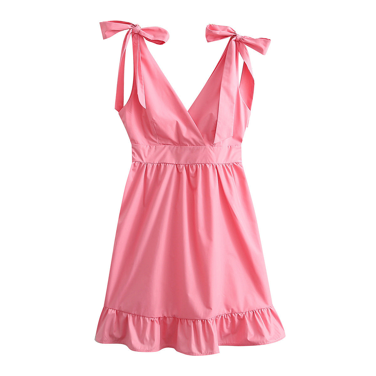 Spring Women Clothing V neck High Waist Tie Strap Dress Women by Ragazza