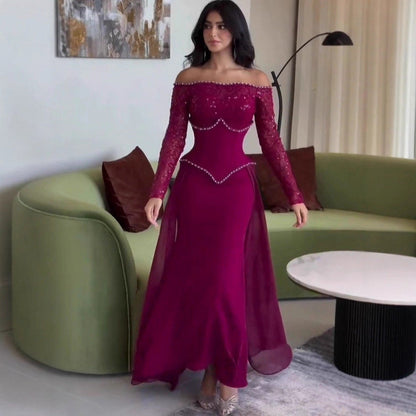 Fall Long Elegant Graceful Rhinestone Waist Tight Dress by Ragazza