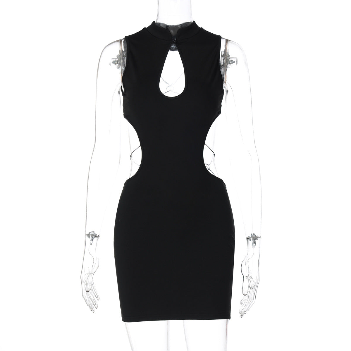 Street Sexy Hollow Out Cutout Backless Stitching Butterfly Metal Decoration Short Sexy Dress by Ragazza