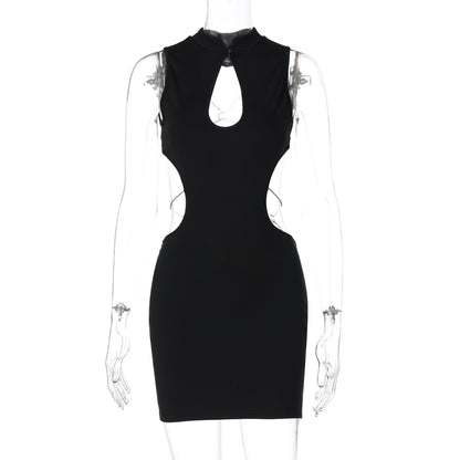 Street Sexy Hollow Out Cutout Backless Stitching Butterfly Metal Decoration Short Sexy Dress by Ragazza