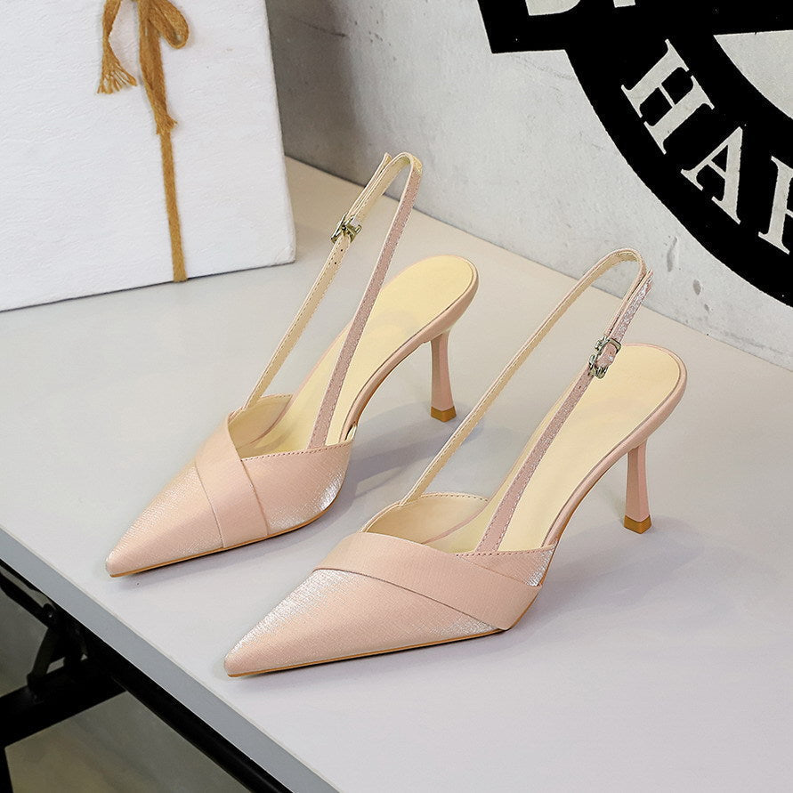 French Satin Ribbon Pointed Toe Ankle Strap Buckle Sexy Party Women Shoes Stiletto High Heel Shoes Women Shoes  DestGlow