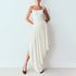 Elegant Sexy Pleating Dress Women Sleeveless Tube Top Design Irregular Asymmetric Dress Solid Color Dress  DestGlow